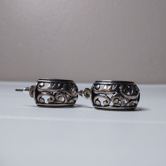 Vintage Metal Half Hoop Earrings - Picture 3 of 13